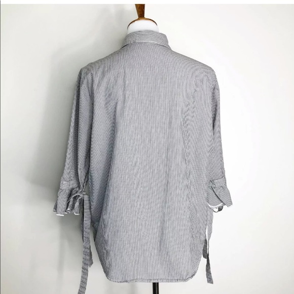 VELVET HEART Striped Shirt Bell Tie Sleeves Sz. L - Picture 2 of 8